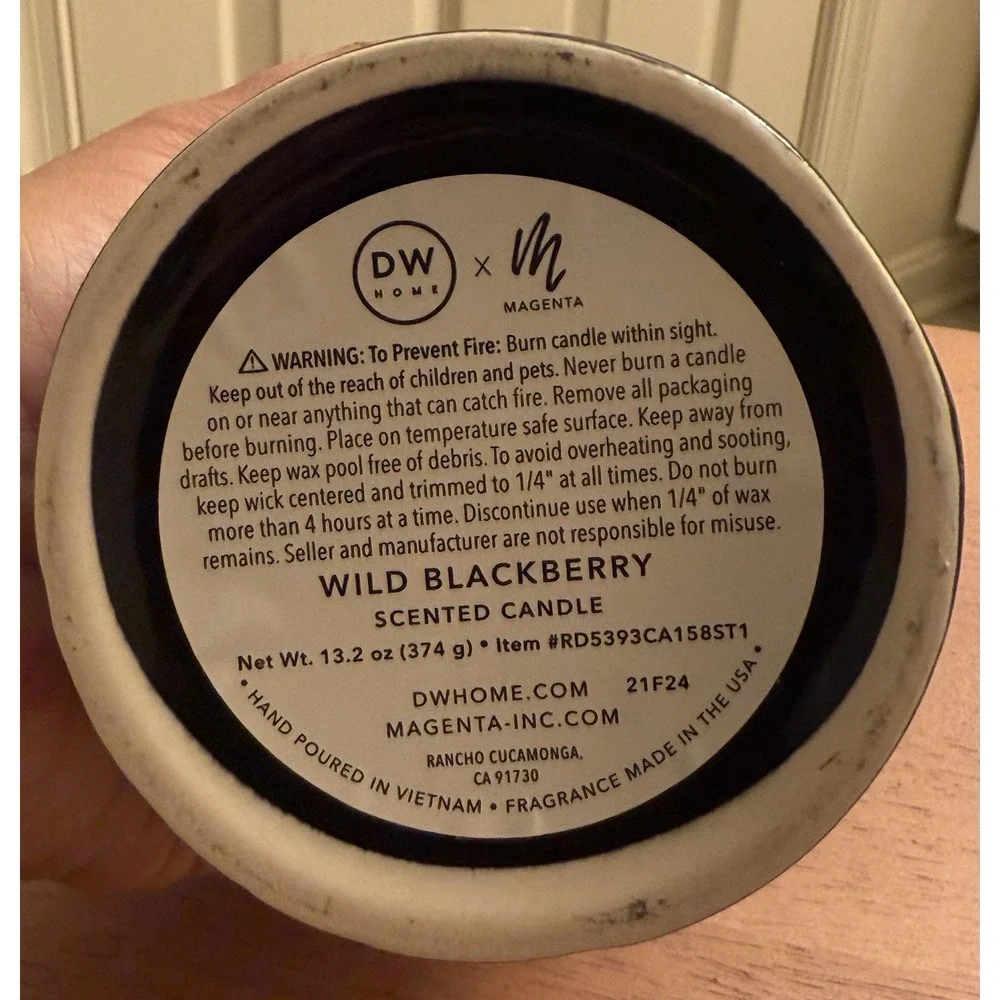 New Rae Dunn DW Home Halloween Black Cat WICKED Wild‎ Blackberry Ceramic Candle